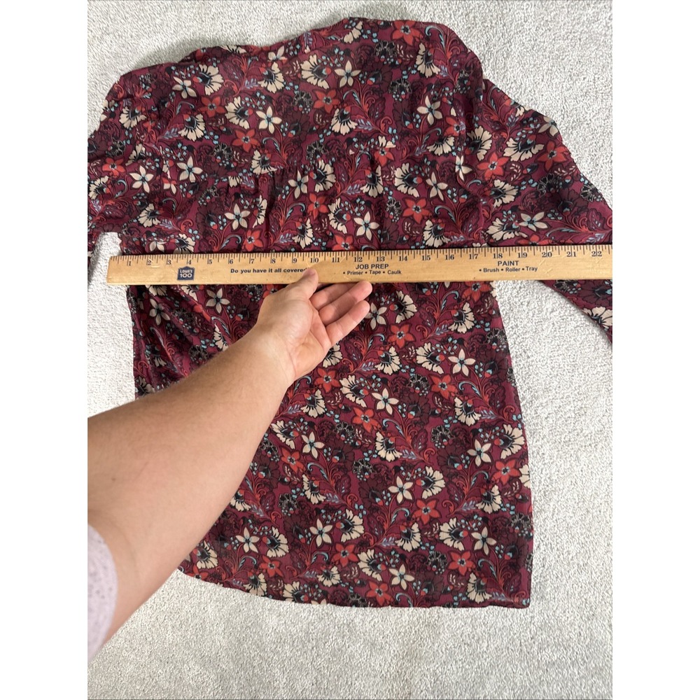 Hollister‎ Y2K Babydoll Sheer Top Small Burgundy Bc Floral Boho Peasant Festival - Picture 6 of 9